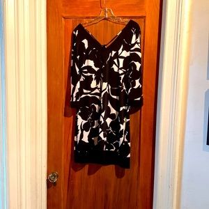 White House Black Market black and while floral mini dress, size M